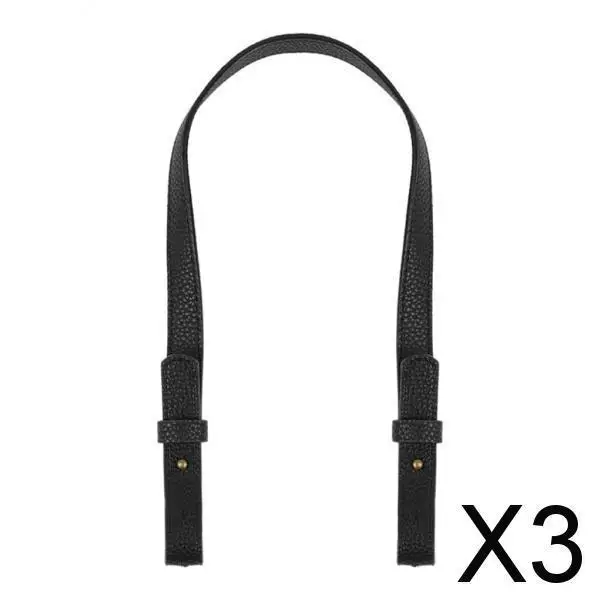 

3x PU Leather Purse Handles DIY Shoulder Bag Replacement Straps Bag Belt Black