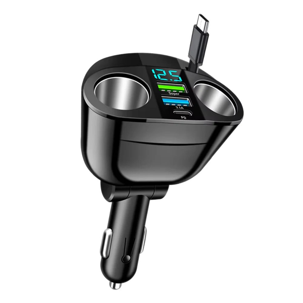 

66W Charger Car Charger DC12-24V Voltage Digital Display Five-Port Charging 5 Port Car Charger Socket Multi Port Charger