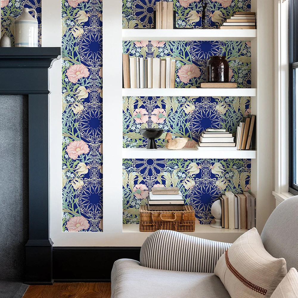 Vine Flower Self Adhesive Wallpaper Sticker Retro Wall Art Wear Resistant Real Waterproof For Home Living Room Home Decor