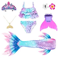 Girls The Little Mermaid Cosplay Costume Princess Ariel Swimming Mermaid Tail With Bikini Bathing Suit Costume