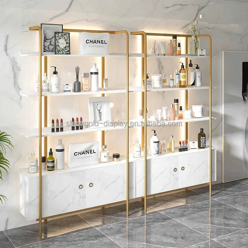 custom.Beauty Salon Cosmetic Store Display Stands Display Makeup Racks LED Light Perfume Bottle Display Stand