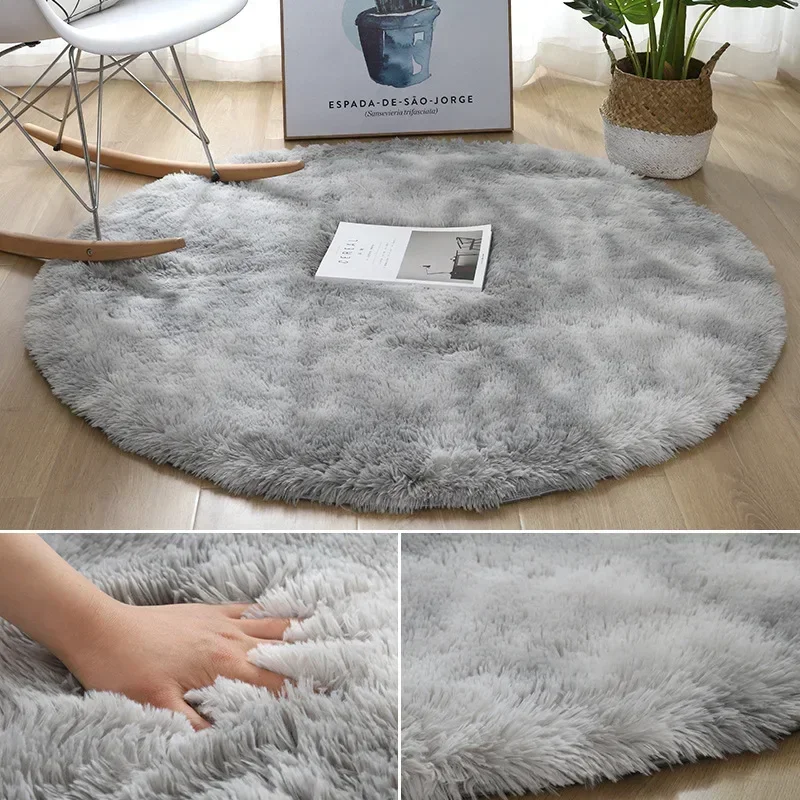 80/100/120/140/160/200cm Round Rug Mat Comfortable Soft Fluffy Round Shaggy Rugs Cute Circle Rug for Home Decor Округлый Ковер