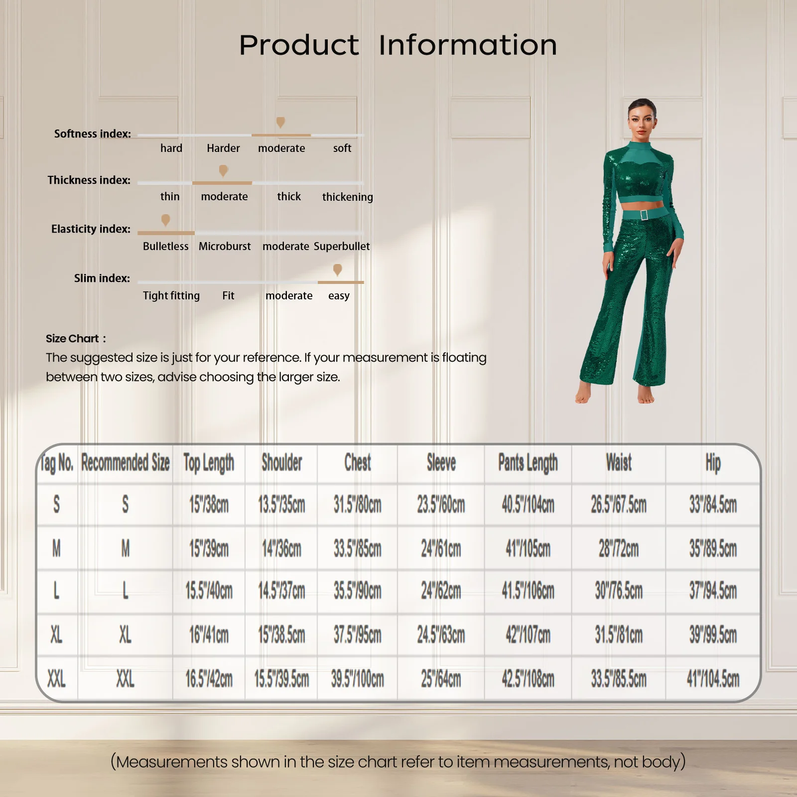 Womens Sequined Elegant Design Jazz Dance Outfit Long Sleeve Crop Tops And High Waist Flared Pants Modern Latin Jazz Dancewear