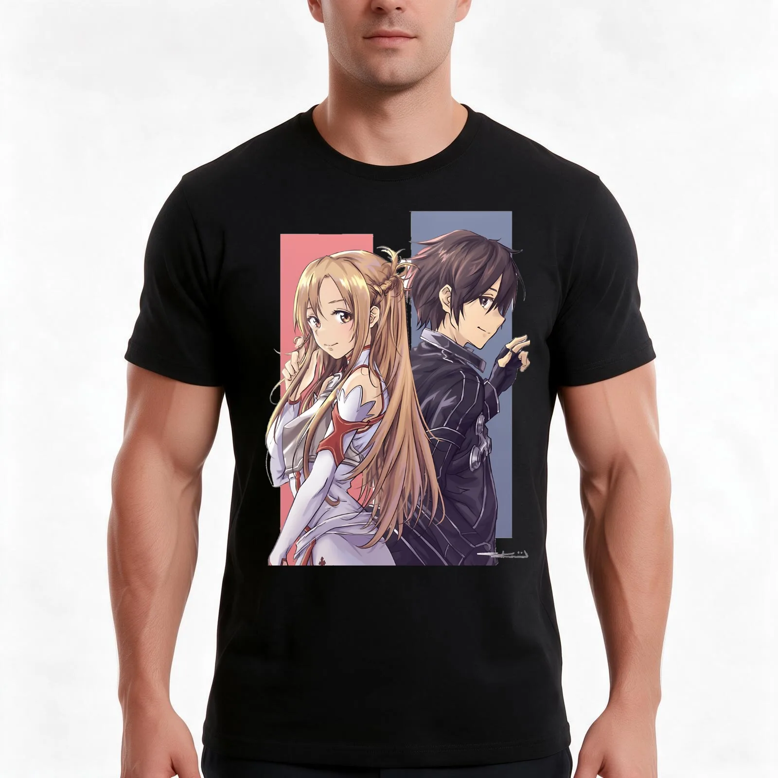 Asuna T-Shirt, Summer Casual Cotton Tee, Oversized Streetwear Tops, Vintage Graphic Print, Loose Fit Short Sleeve, 100% Cotton