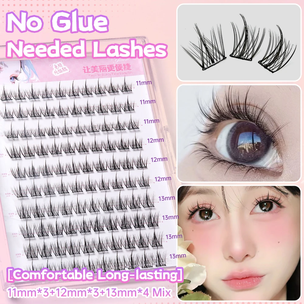 Yelix Self Adhesive Eyelashes High Capacity No Glue Needed Self Adhesive Lash Clusters Natural Lashes DIY Eyelash Extension