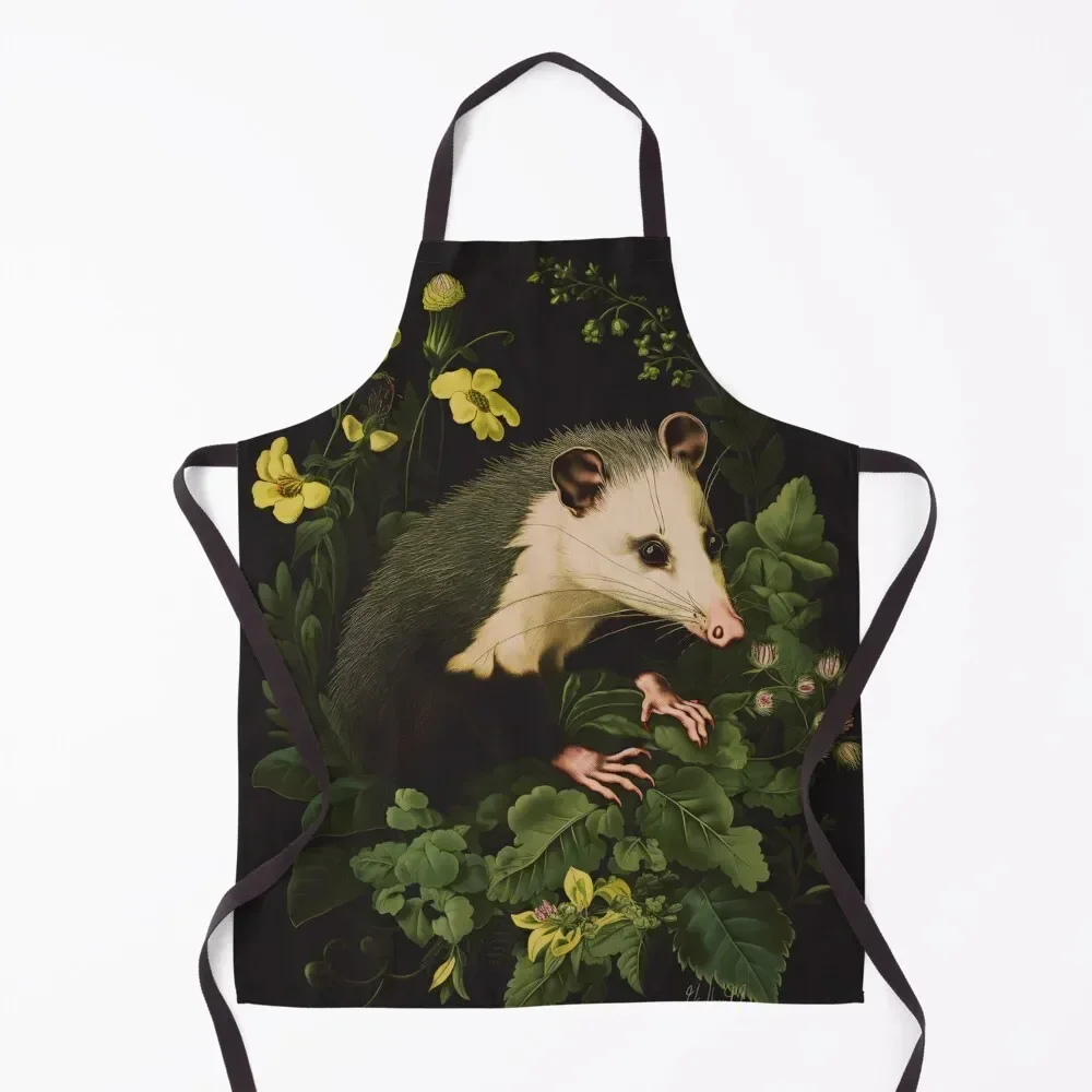 

Opossum with Yellow Flowers Apron For Hairdresser Barista kitchen gadgets Goods For Home And Kitchen Apron