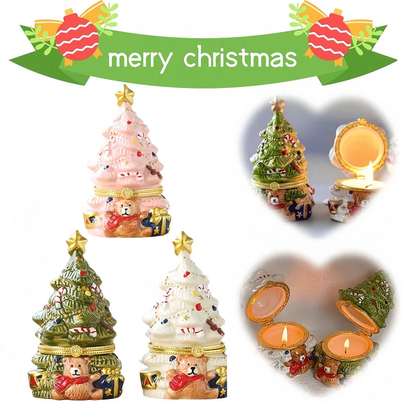 

Christmas Tree Holder Ceramics Jewelry Box Candy Storage Sculpture Fits Room Wedding Party Candlestick Decor Supply