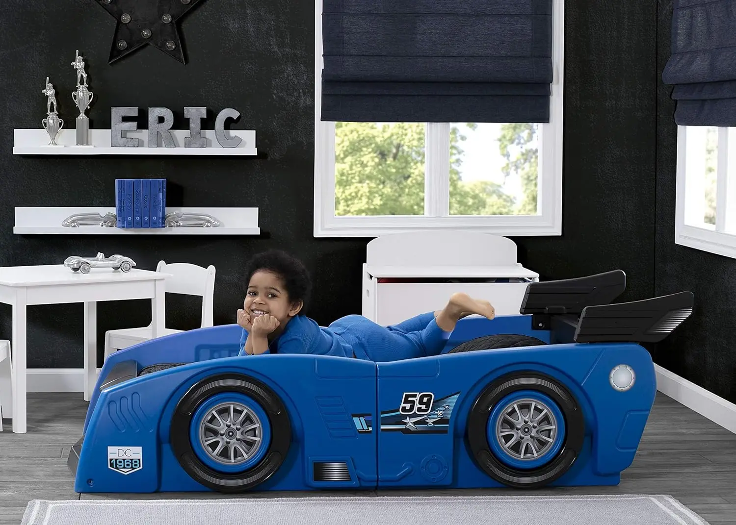 Grand Prix Race Car Toddler-to-Twin Bed, Blue