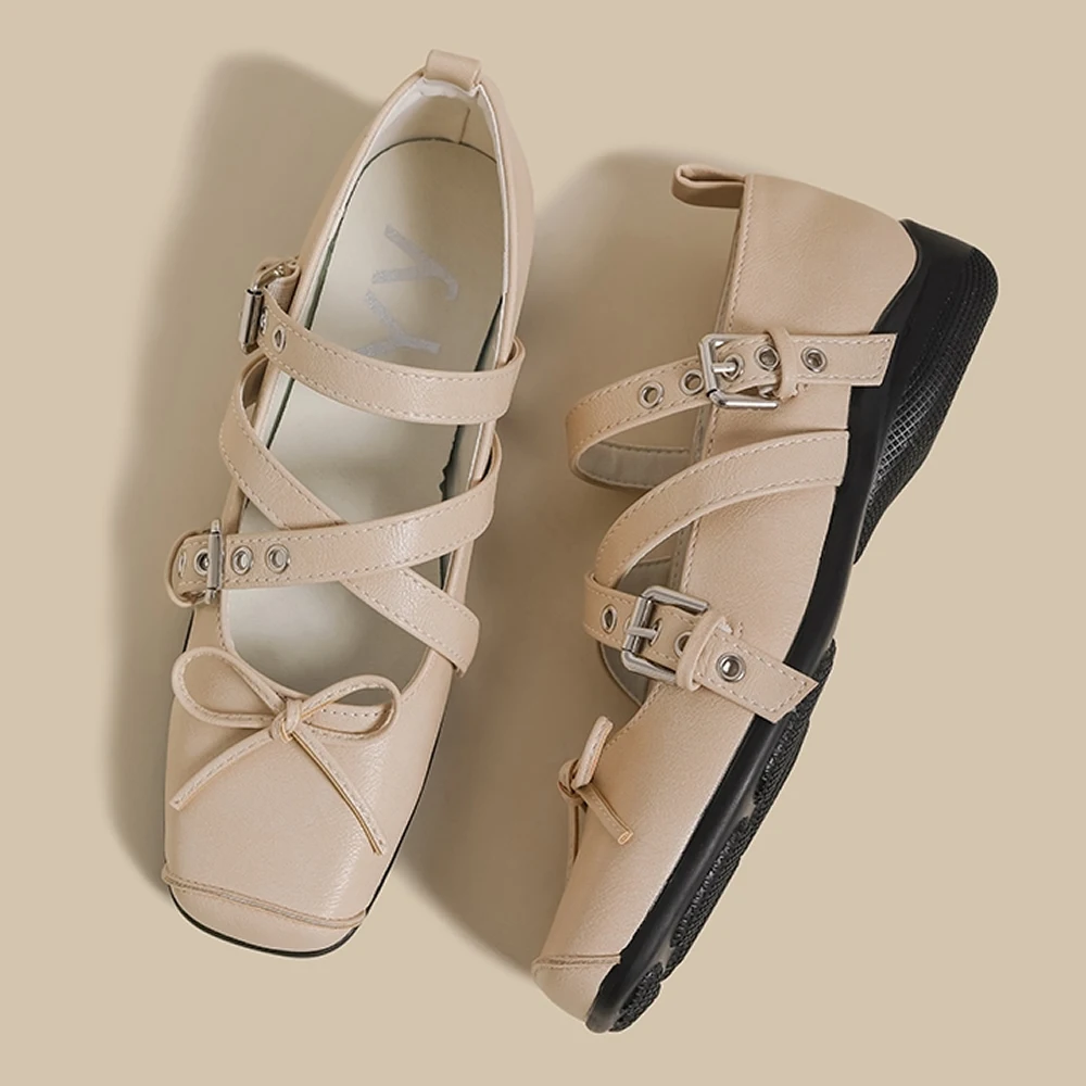 Scarpe da donna Nuova Primavera Punta quadrata One-line Fibbia Fibbia Decorazione Scarpe da donna Outdoor Pendolarismo quotidiano Zapatos De Mujer