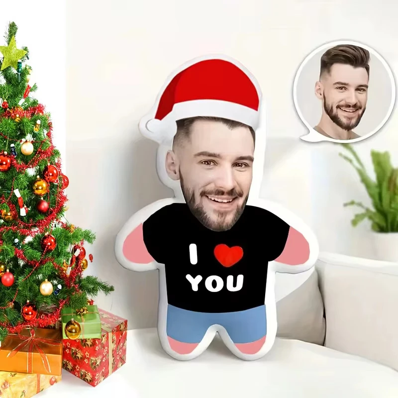 Christmas New Arrival Custom Mini Plush Doll I Love You Personalized Photo Pillow Soft Polyester Couple Gift