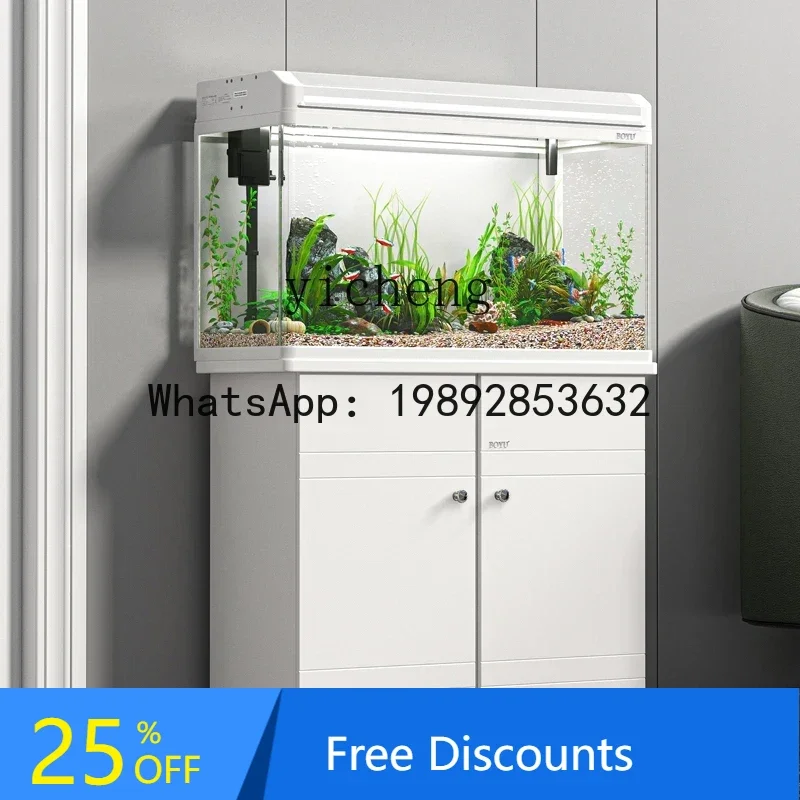 living room fish tank small and medium ecological aquarium hot curved fish tank small living room goldfish tank