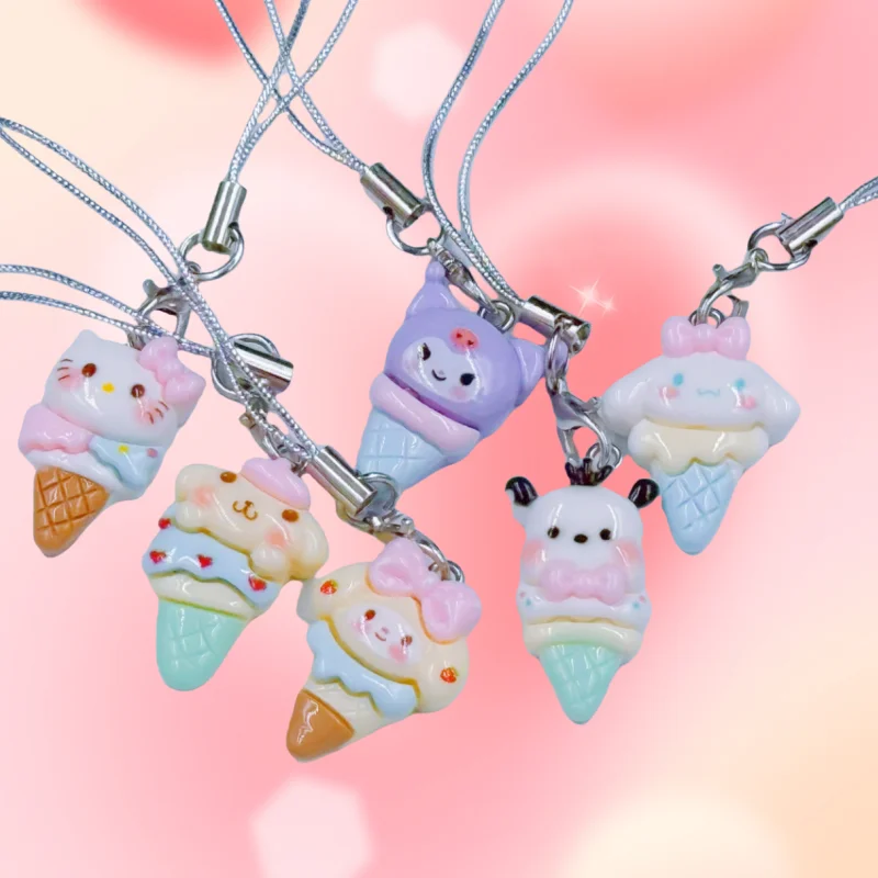 

Miniso New Pendant Kawaii Hellokitty Multi Character Ice Cream Backpack Pendant Cute Cartoon Multi Color Keychain Children Gift