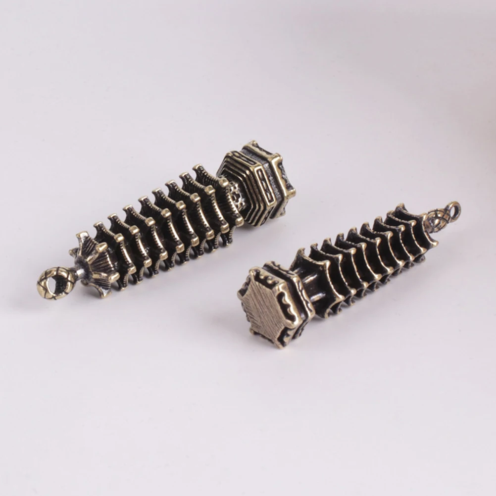 

Brass Tower Charms Diy Keychain Pendant Retro Keychain Purse Pendant Decorative Craft Accessory Style Miniature Tower