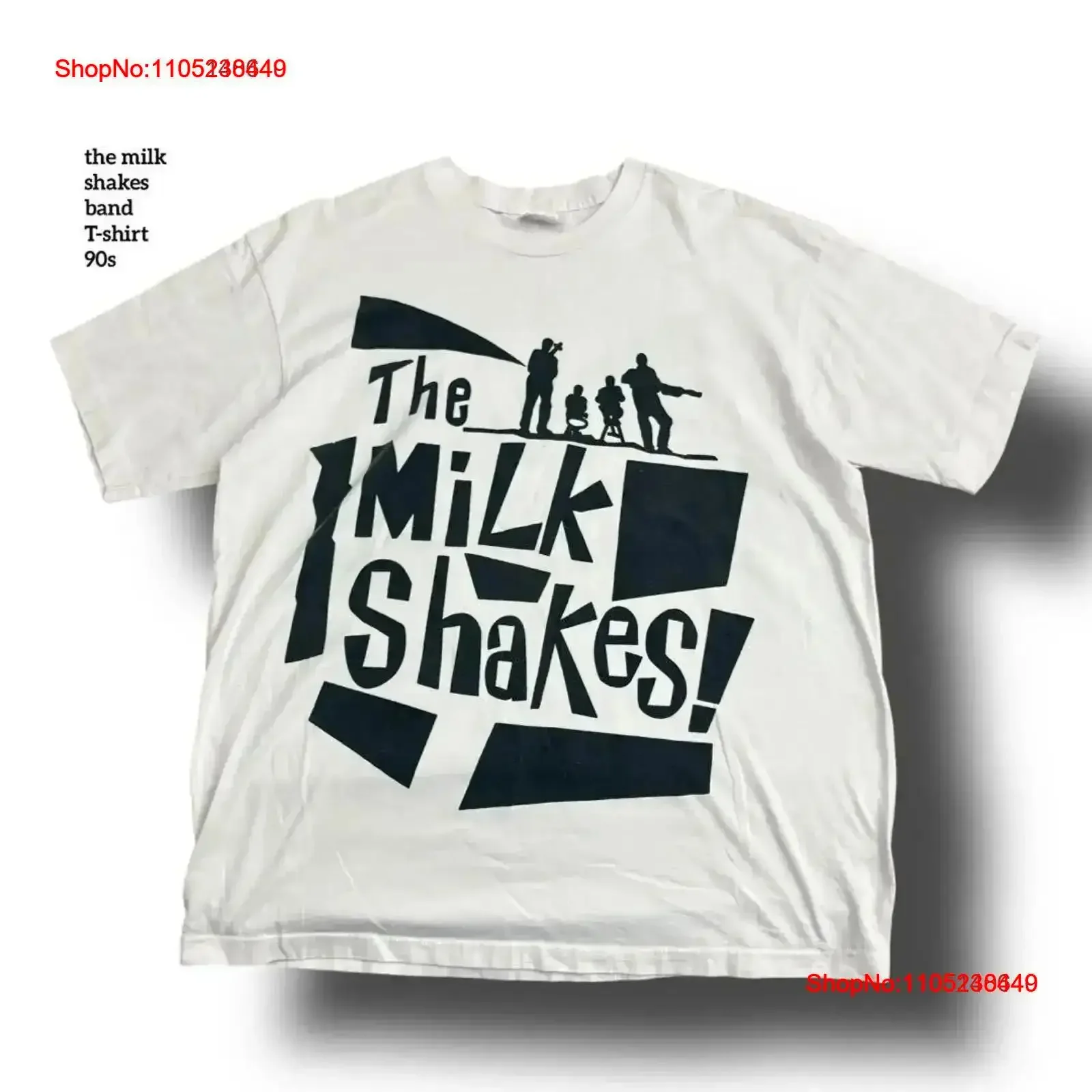 Camiseta de banda de Super Milk Shakes, ropa de calle lavada vintage Xl blanca de los años 90 para hombre, Top para uso diario, lavado vintage estirado