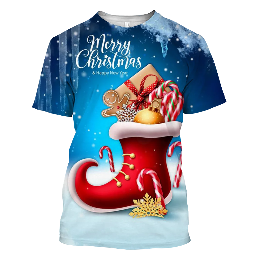 Christmas Men's and Women's T-shirt 3D Printed Short Sleeve Casual T-shirt Christmas Eve Carnival Hip Hop Top