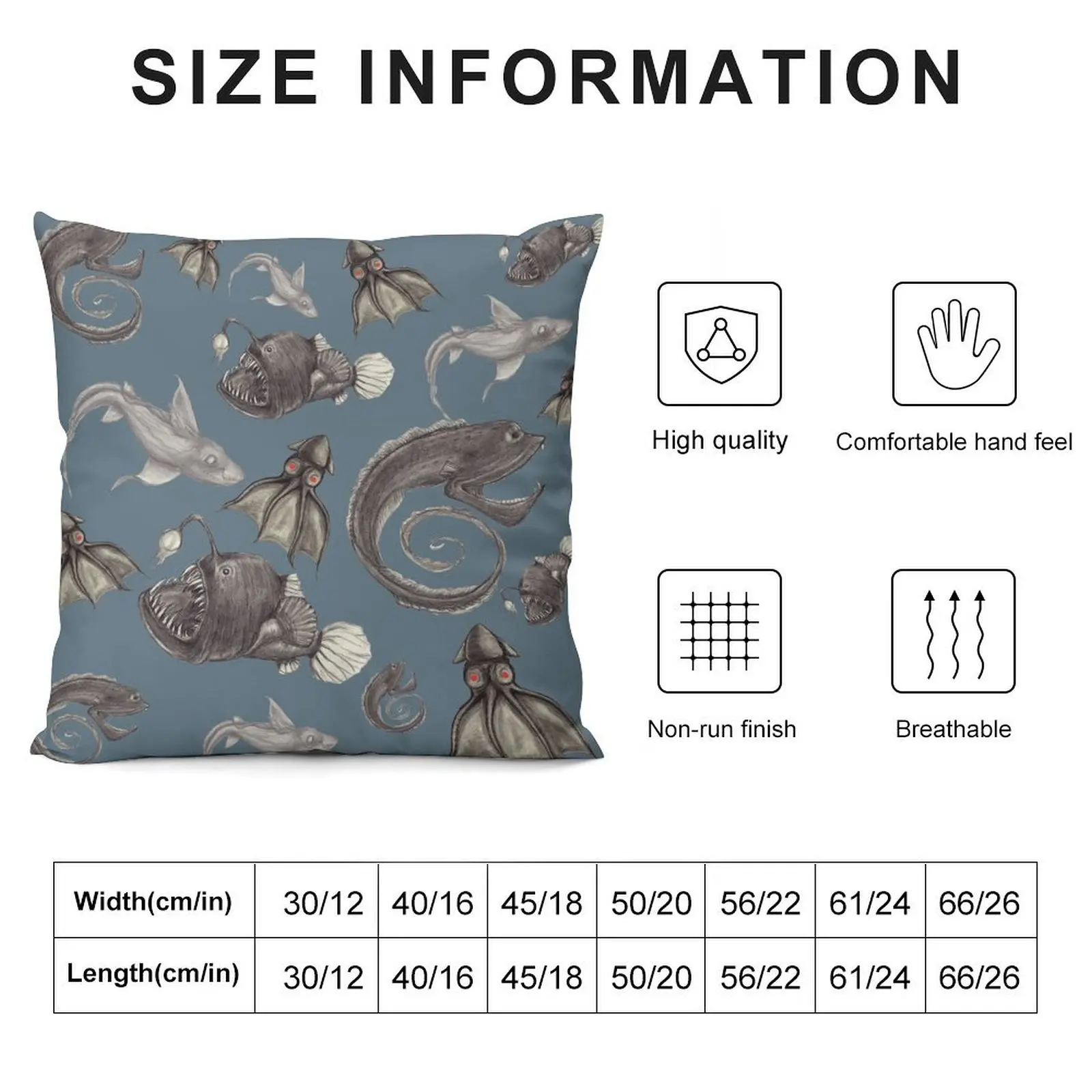 Deep Sea Creatures Pattern Swatch Throw Pillow home decor items Christmas Covers For Cushions Christmas Pillow Covers pillow