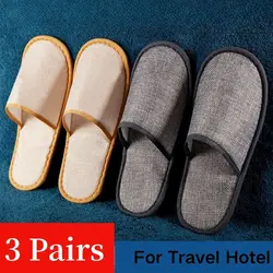 3 Pairs/Set Women Men Disposable Slippers Non-slip Hotel Slippers Home Indoor Guest Slippers Wedding Shoes Travel Slippers New