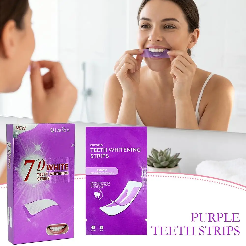 7D Purple Teeth Whitening Strips, No Sensitive Instant Bleaching Strips, Color Corrector for Stain & Yellow Teeth Care