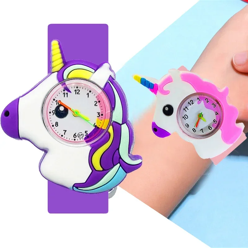 Rainbow Unicorn Watch Children Birthday Party Gifts Baby Toy Bracelet Clock Girls Boys Kids Watches Free Batteries Stickers