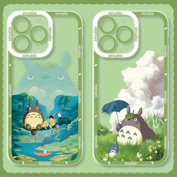 Cartoon Anime T-TotoroS Phone Case For iPhone 16 Pro Max 15 14 Plus 13 12 11 Pro XR XS X 8 7 SE 2020 Clear Soft Silicone Cover