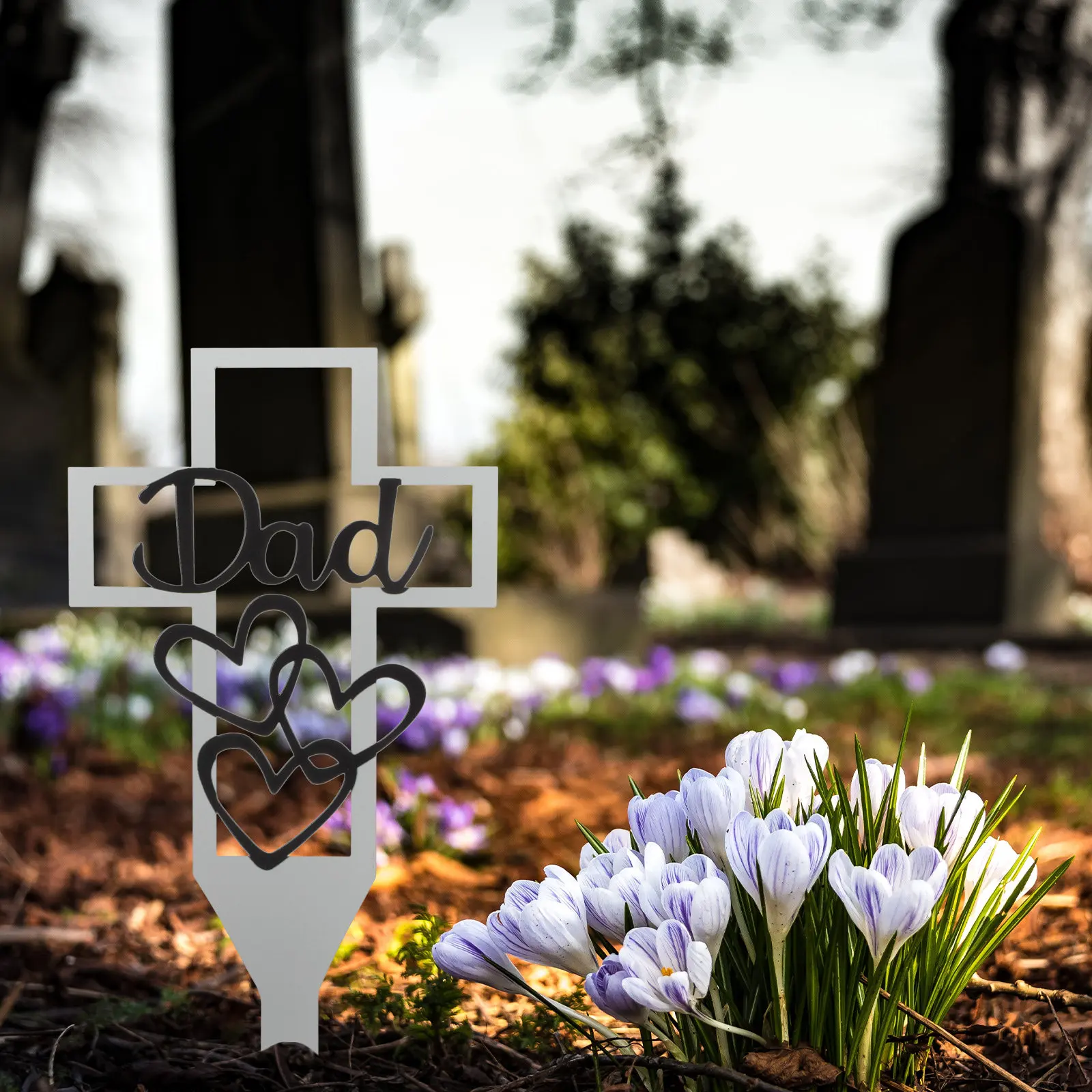 

Надгробный крест-колышек для папы, премиум-класса, железный, для установки в грунт, для украшения могилы, для улицы, двора, сада, кладбища