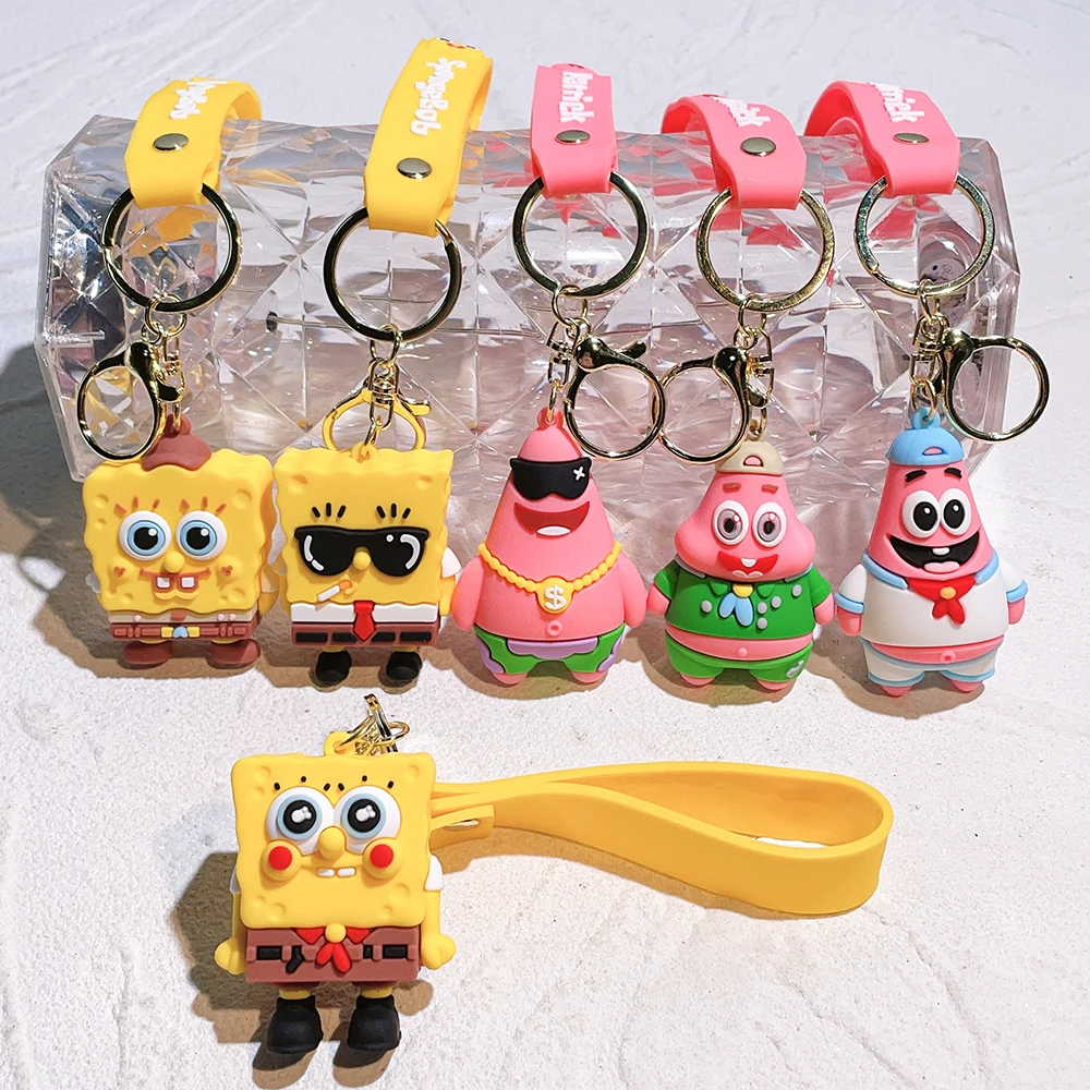 Kawaii Anime Spongebob Squarepants Patrick Star PVC Keychain Backpack Decoration Birthday Gift For Children