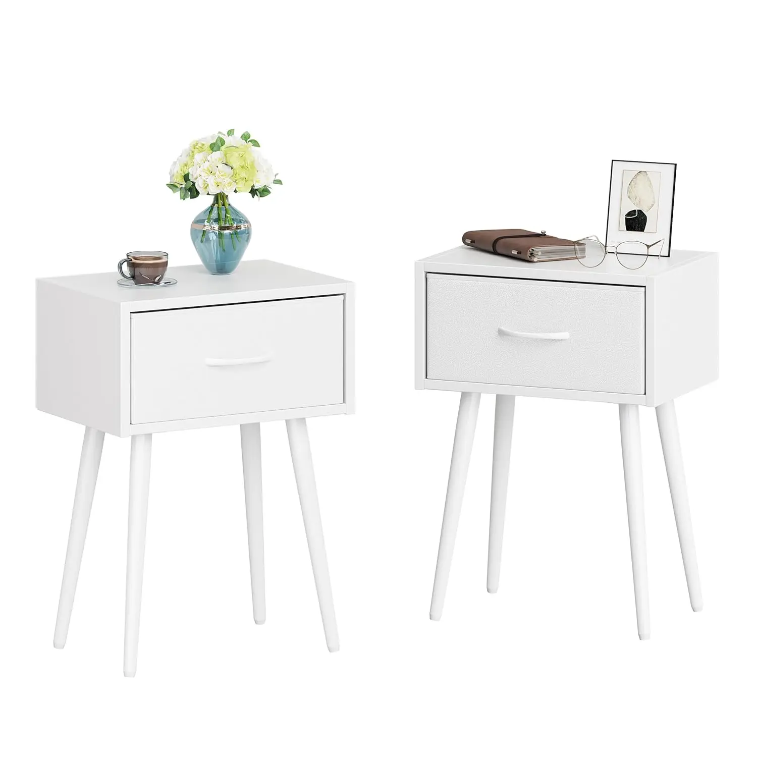 

Набор из 2-х маленьких белых прикроватных тумбочек, прикроватный столик с тканевым ящиком, современный приставной столик с металлическими ножками, для дивана, на заказ