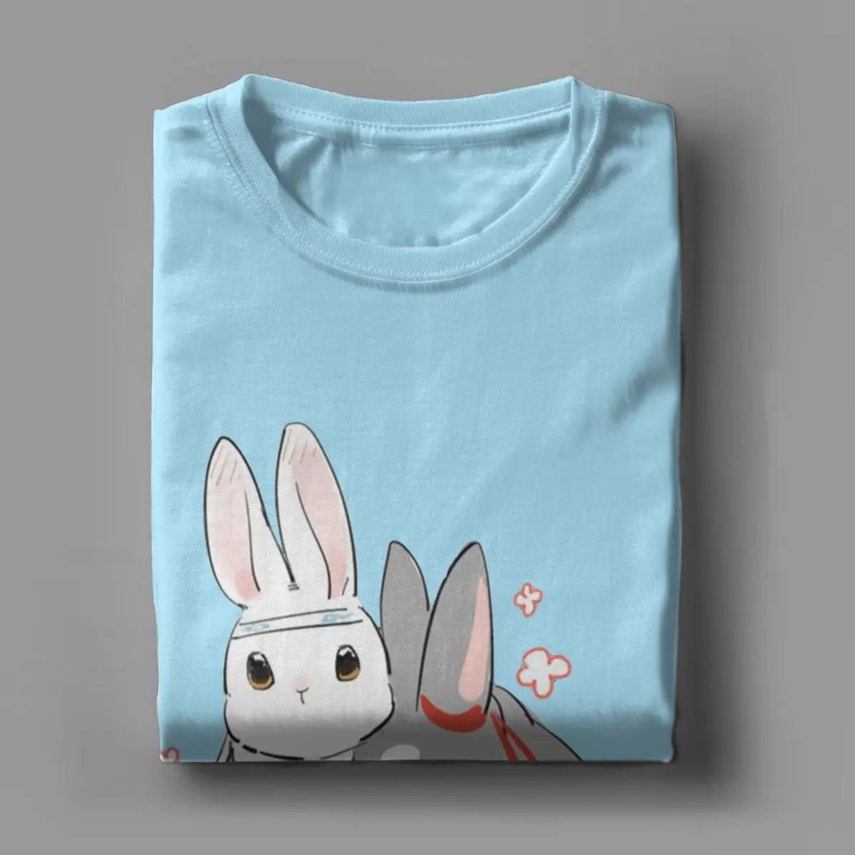 The Untamed MDZS Wangxian Bunnies Men T Shirts Mo Dao Zu Shi Tee Shirt Round Collar T-Shirt Pure Cotton Printing Clothing