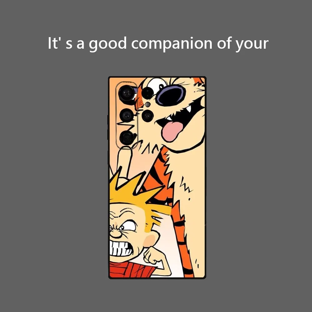 Cartoon C-Calvin And H-Hobbes Phone Case for Samsung Galaxy S24 Ultra S22 S23 Ultra S21 S20 5G Protective Soft Silicone TPU Fund