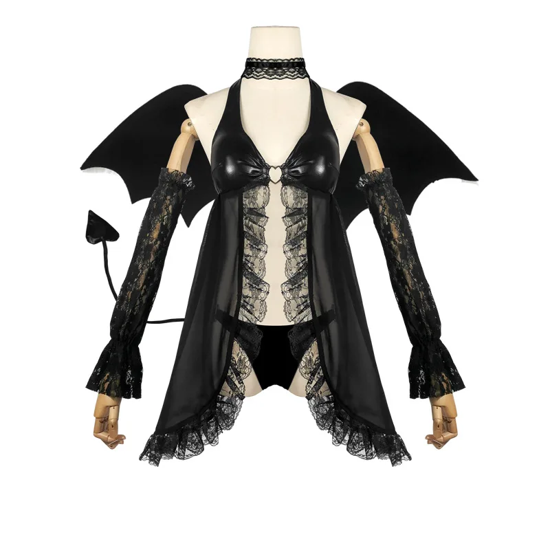 My Dress Up Darling Anime Cosplay Kitagawa Marin / Rizu Kyun Cosplay Costume Wing Leather Little Devil Sexy Lace Pajamas