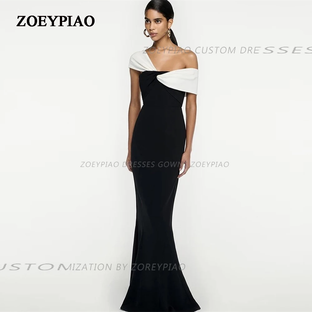 

2023 Elegant Black /White Mermaid Off Shoulder Prom Dress Long Custom Floor Length Satin Saudi Arabia Evening Party Gown Dresses