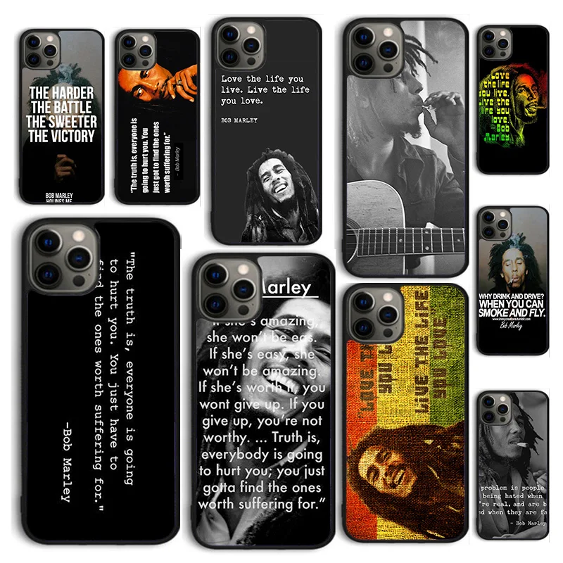 Bob Marley Quotes Rasta Reggae Phone Case Cover for iPhone 16 15 12 mini 11 13 14 Pro Max SE 2020 Apple 6S 7 8 Plus Coque