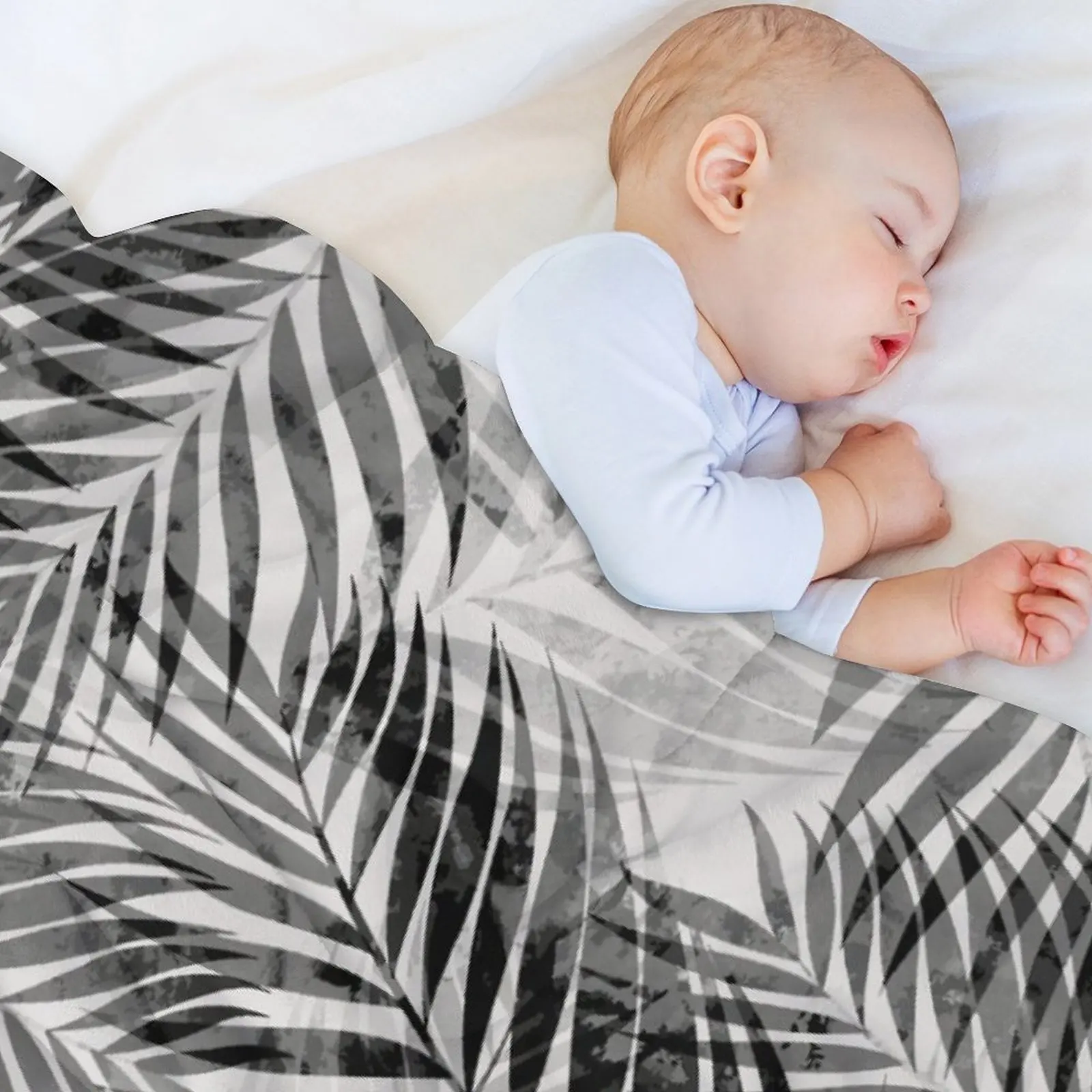 Palm Leaves - Black & White Throw Blanket Tourist for winter Blankets