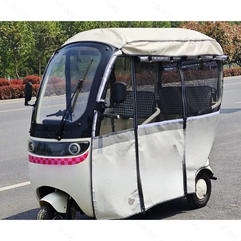 Electric tricycle rain curtain canopy, table bell integrated leisure carport thickened, weatherproof and warm canopy view 3