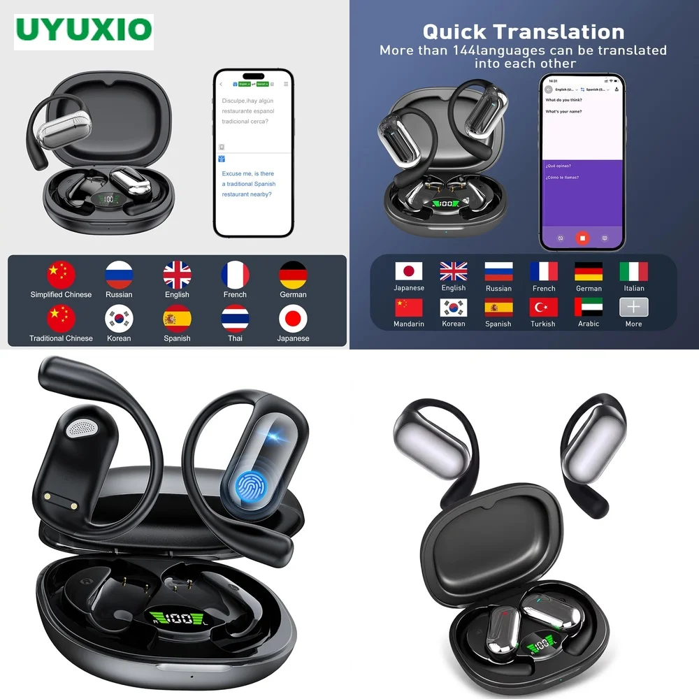 Translator Headphones No Subscription Real-Time Translation 144 Languages OWS Wireless Earbuds Open-Ear BT 5.4 4 Modes Best