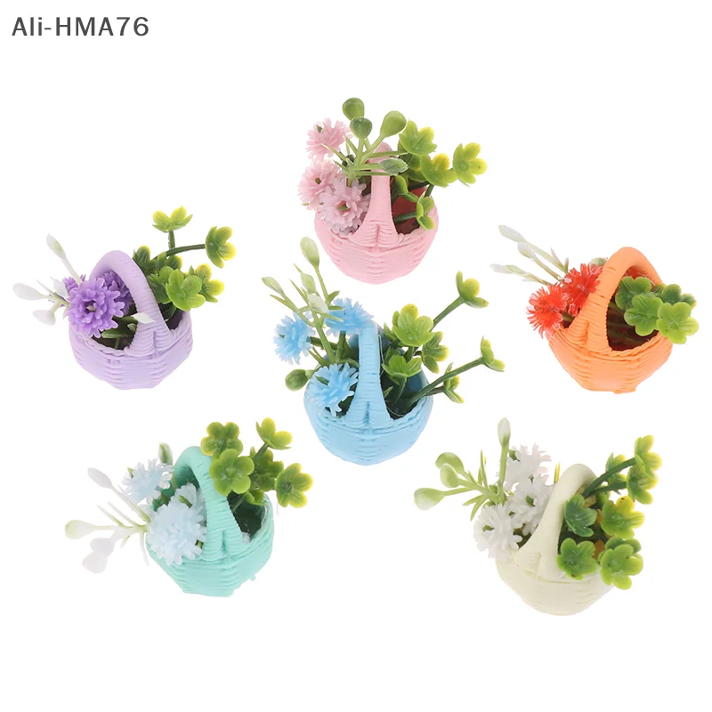 

1Pc 1/12 Dollhouse Miniature Potted Green Plants Flower Basket Toy for Children Dollhouse Garden Home Decoration Accessories