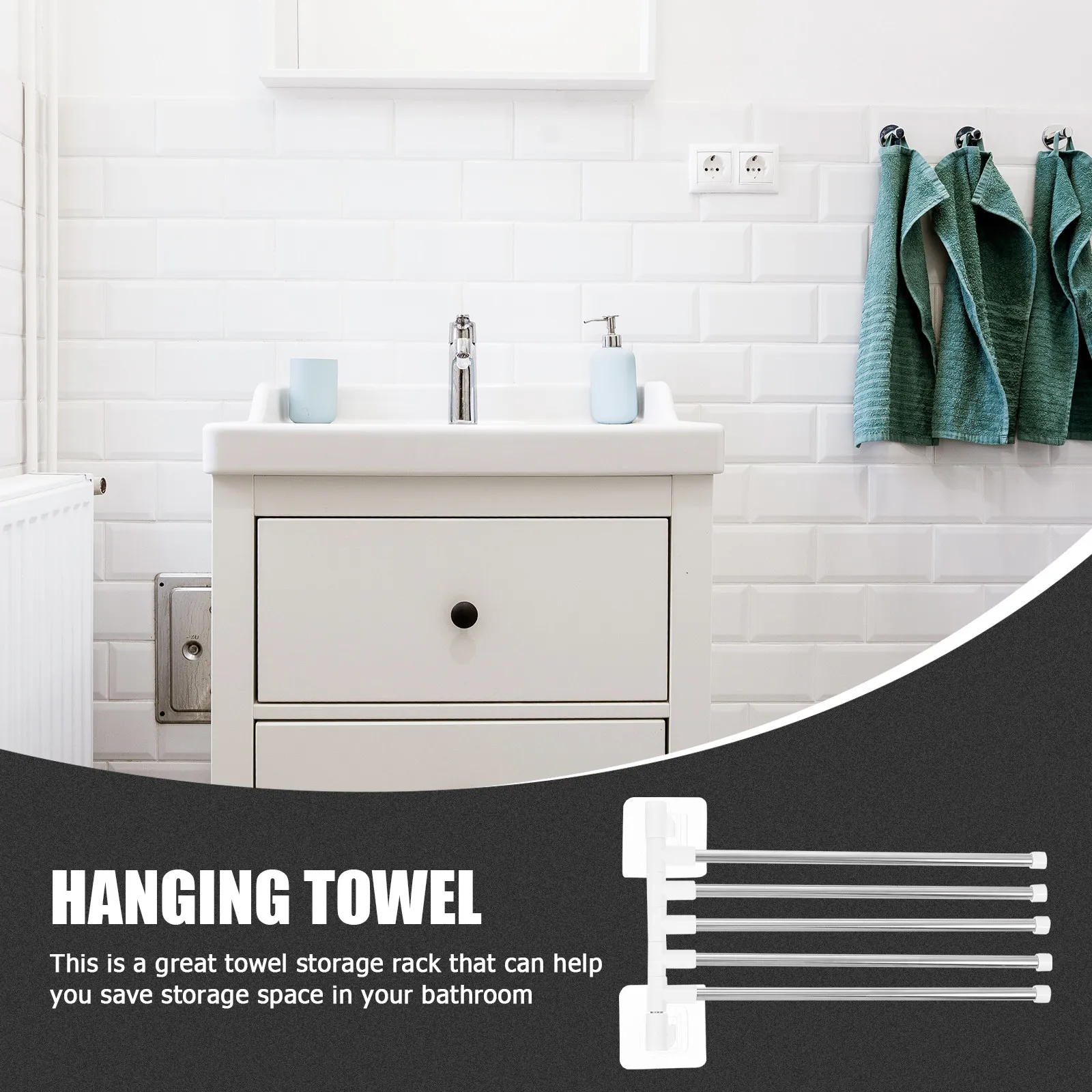 

1Set Rotatory Towel Rack Stainless Steel Wall-Mounted Bathroom Organizer Smooth Scratch-Resistant Towel Hanging Rack