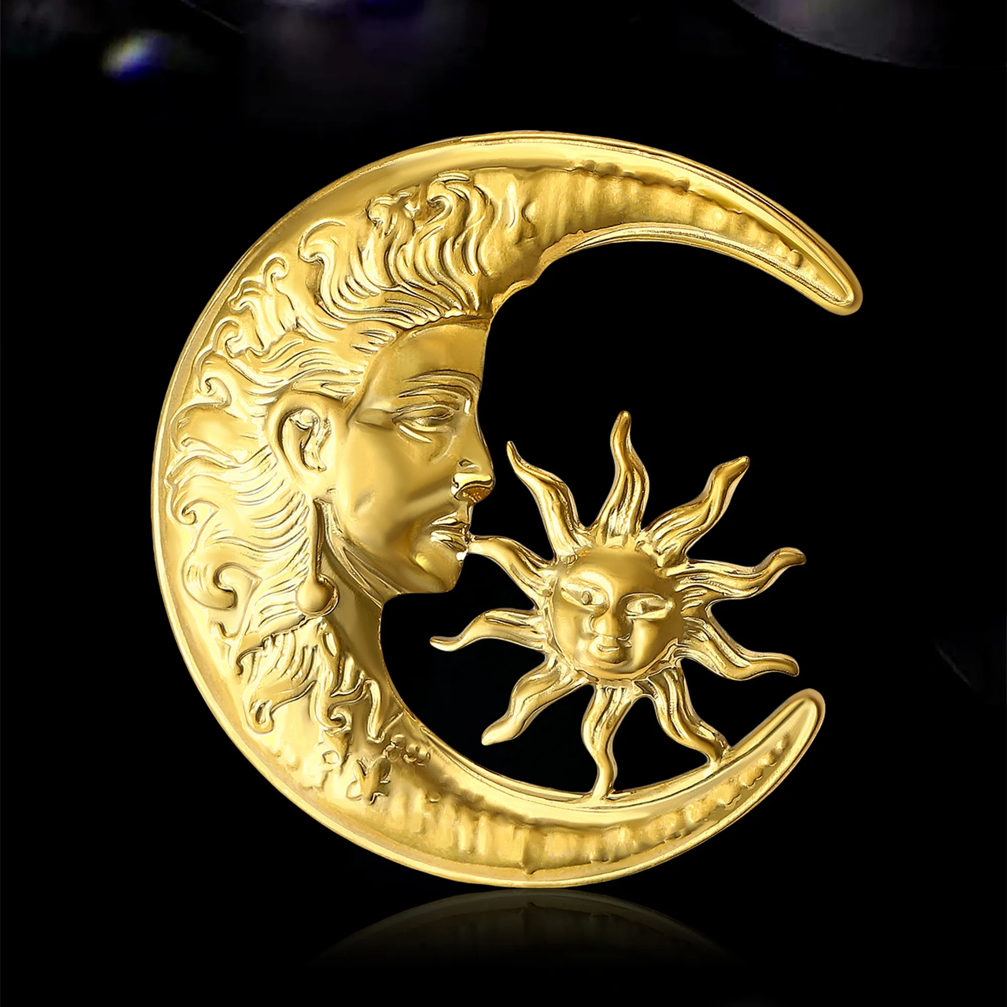 

Ramadan Stylish Stainless Steel Sun Brooches for Women Unisex Moon Pin Event Party New Year Gifts Decoration Clothes Accessories