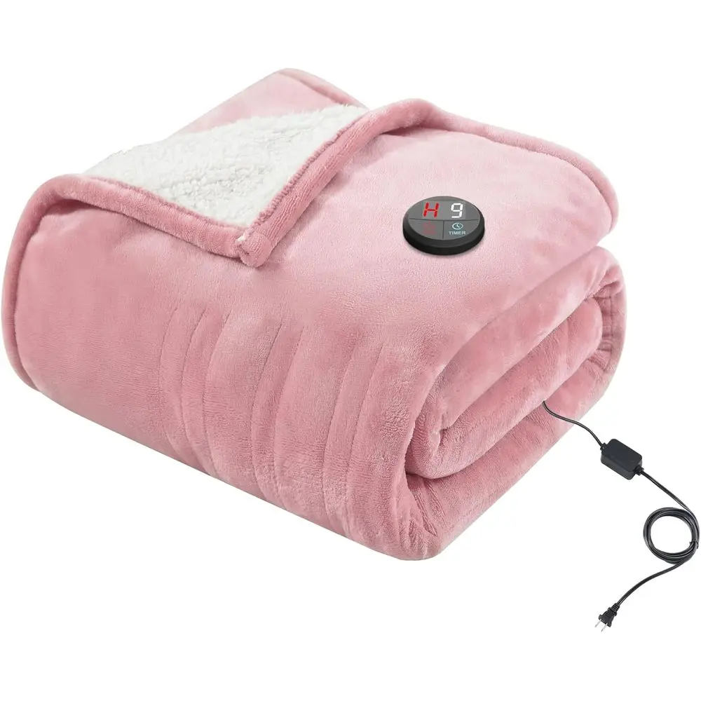 

Heated Blanket Electric Throw 50''X60''- Electric Throw Blanket with One Touch Button 10 Heating Level & 9 Time Settings Heating