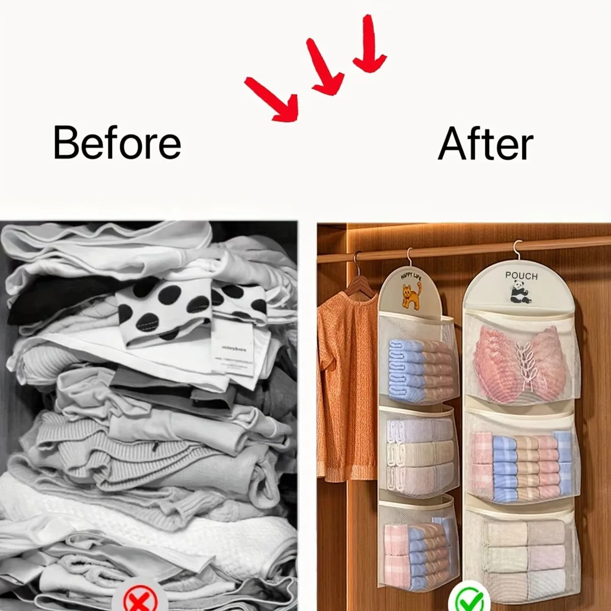 Multilayer Hanging Mesh Storage Bag Image 5
