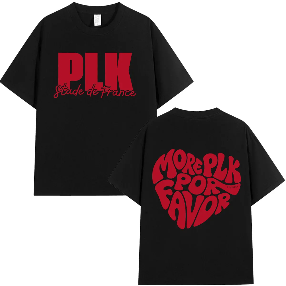 PLK Stade De France 2026 Tour Merchandise Doppelseitig Bedrucktes T-Shirt für Männer und Frauen, Modische Kurzarm-Oversize-Baumwoll-T-Shirts – Detail 4