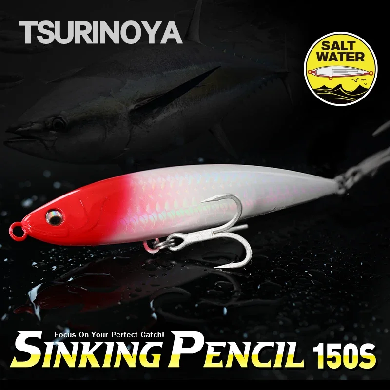 TSURINOYA Sinking Stickbait Pencil Fishing Lures 150mm 75g ASTRA 150S Wobbler Artificial Hard Bait for Sea Tuna GT Fishing Lure