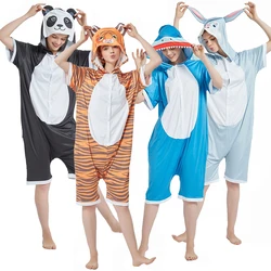 Eendelige Capuchon Jumpsuits Voor Volwassen Kigurumi Panda Pyjama Eenhoorn Vos Tijger Kids Cartoon Pyjama Jongens Meisjes Onesies Jumpsuit