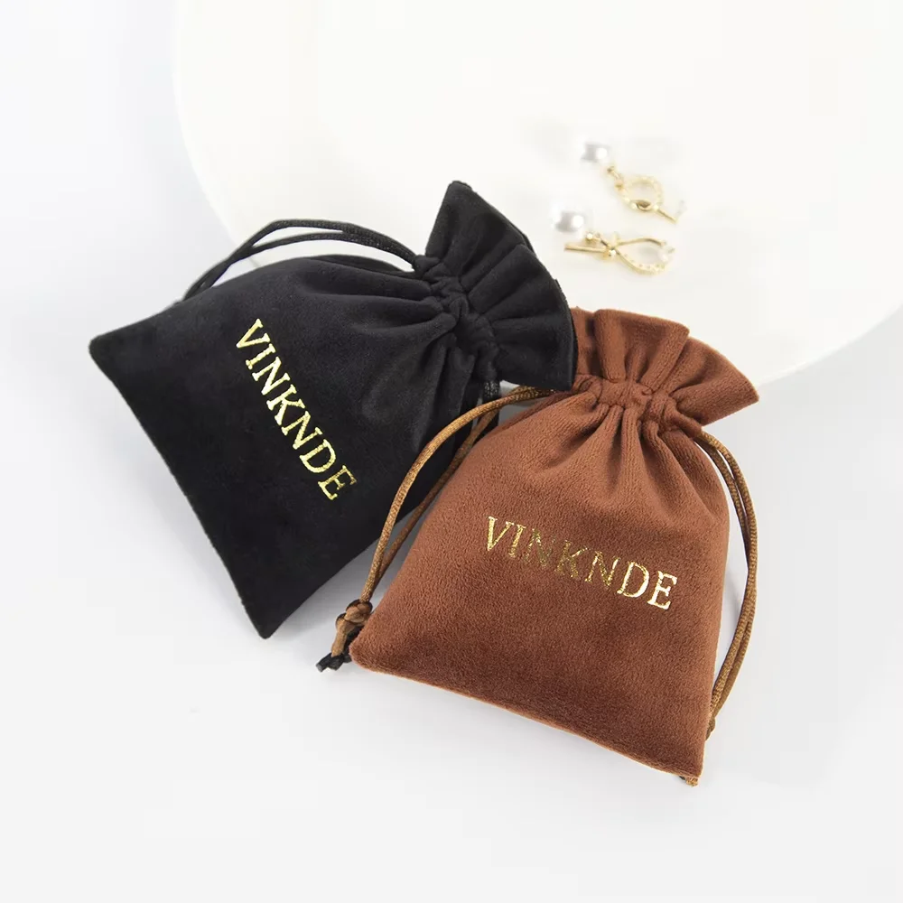 100Pcs Comfortable Jewelry Soft Velvet Bag Thanksgiving Favors Gift Suede Drawstring Sacks for Cosmetic Makeup Rouge Lipstick