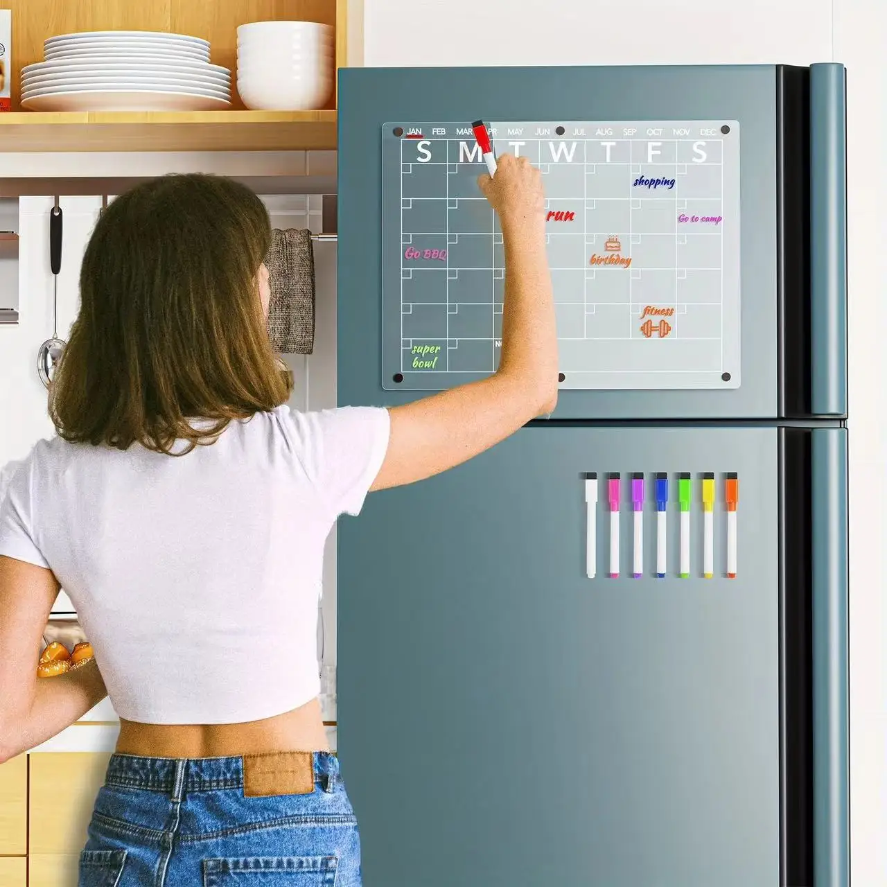 

Magnetic Dry Erase Calendar for Fridge - Monthly & Weekly Planner - Reusable Whiteboard - Perfect Kitchen Accessory for Organizi