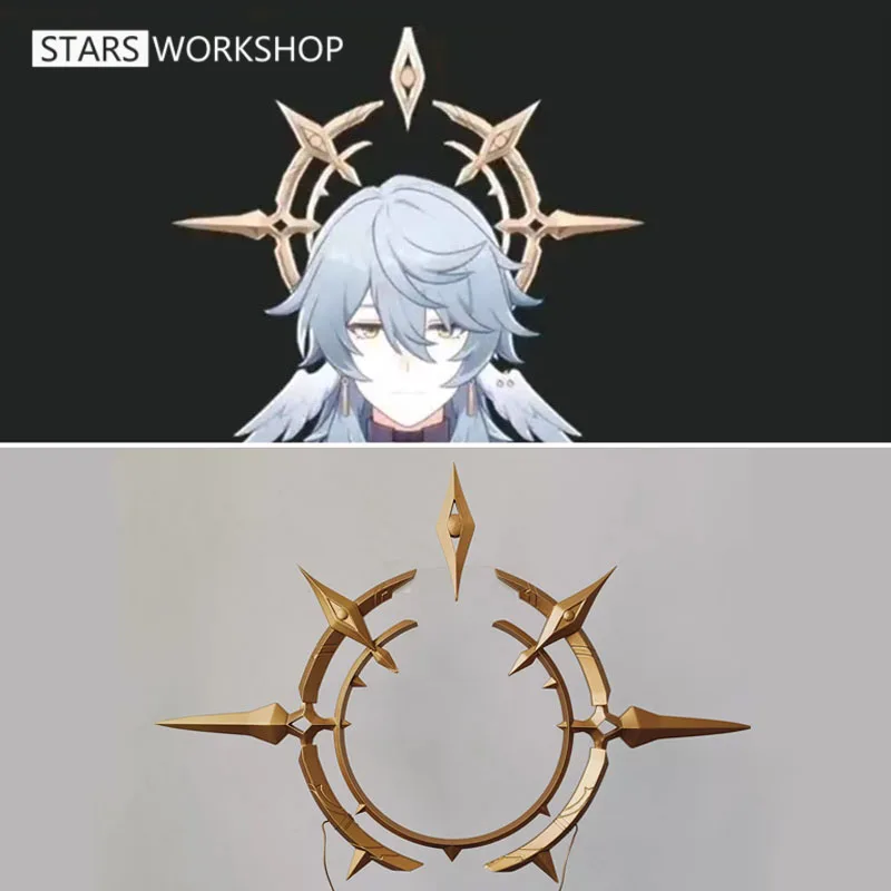 W magazynie Gra Honkai Star Rail Najnowsza niedzielna peruka do cosplay Jasnoniebieskie włosy Pan Sunday Uniform Prop Halo Nakrycie głowy Kolczyk Halloween