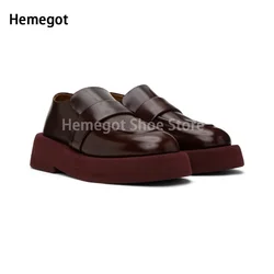 Thick-Soled Slip On Loafers Breathable Genuine Leather Men Shoes Male Casual Leather Shoes Business Dress Shoes Flats Men Shoes