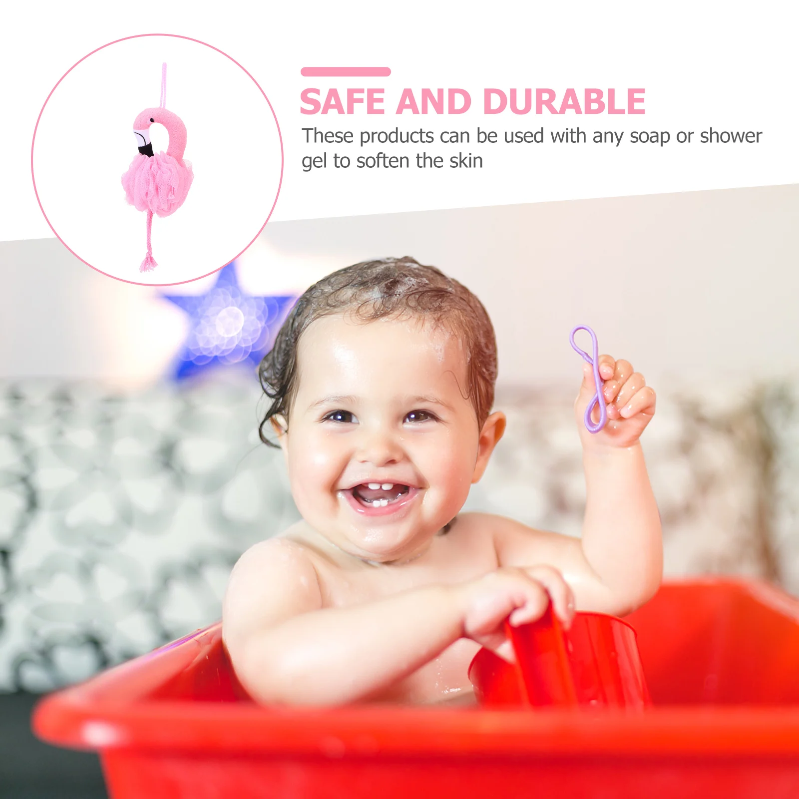 

3pcs Flamingo Balls Lovely Cartoon Bath Flower Kids Bathing Scrubber Mesh Shower Ball Bath Tools For Home Hotel Gift