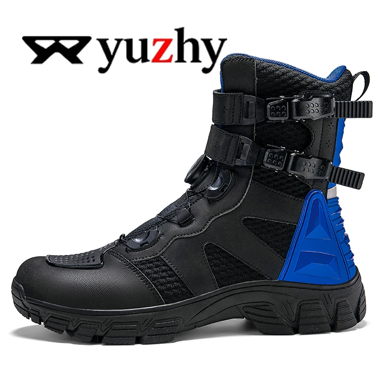 Lexsan Motorcycle Boots Men Leather Motos Breathable Anti Slip Wear-resistant Riders Boots Motorbike Racing Ankle Length Shoes