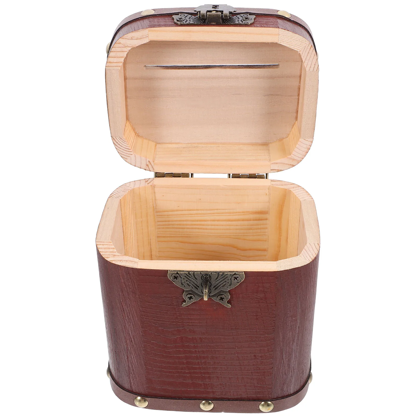 

Wooden Money Bank Vintage Treasure Chest Lock Educational Saving Box Secure Coin Jar Kids Small Lock Storage Box